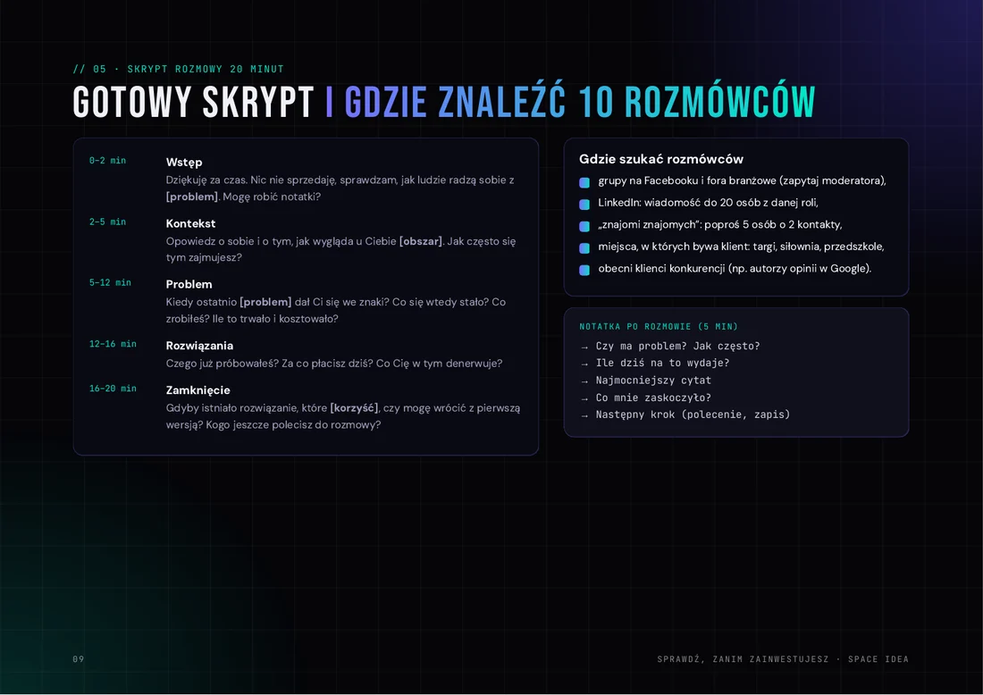 Strona ebooka ze skryptem rozmowy